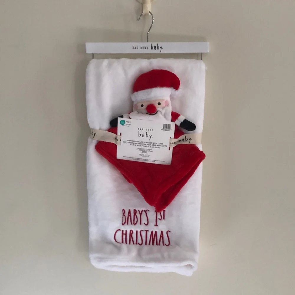 Rae Dunn BABY’S 1st CHRISTMAS Plush Blanket with Lovie